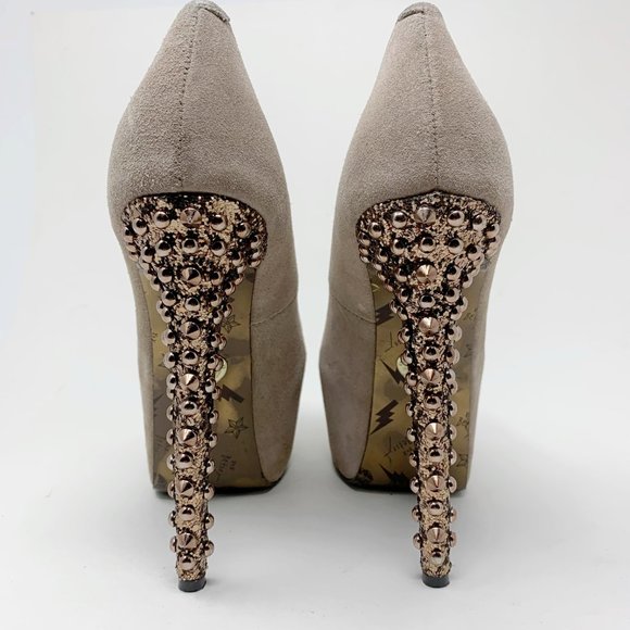 Betsey Johnson Belll Taupe Suede Mary Janes - Picture 2 of 10